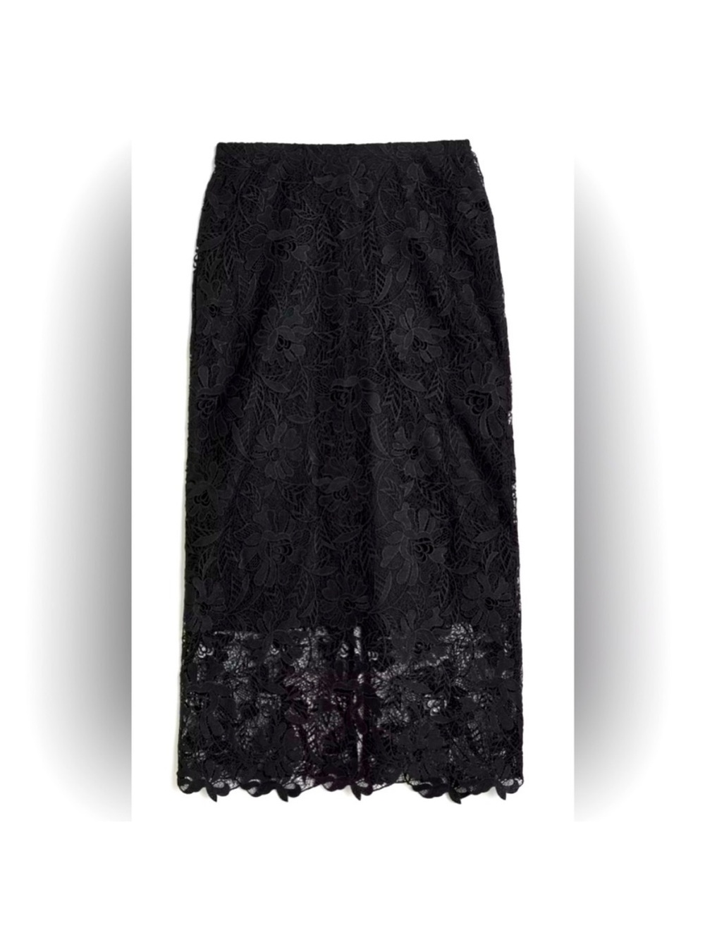 H&M Black Floral Lace Midi Skirt